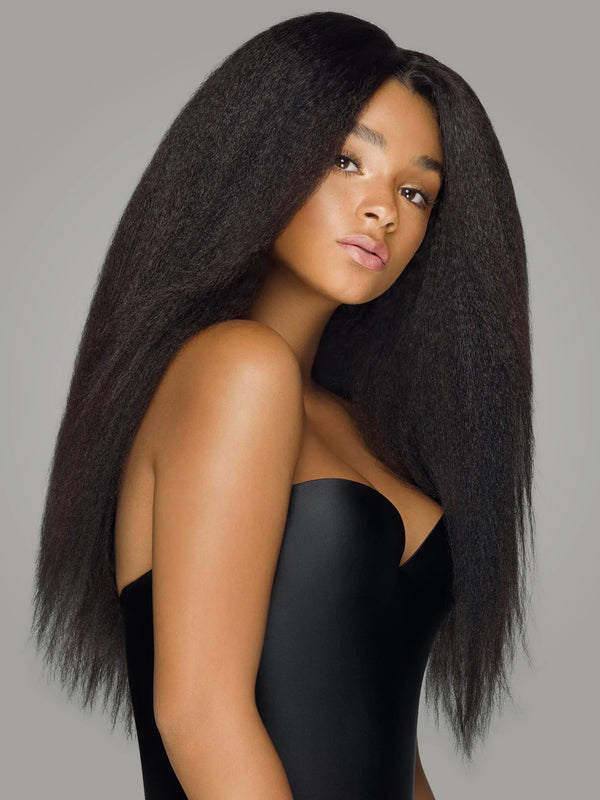 natural blown out kinky straight hair bundles with closure